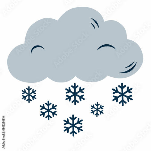 Snow Cloud Icon in Flat Cartoon Style for Winter Weather