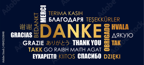 thank you text in different languages vector illustration