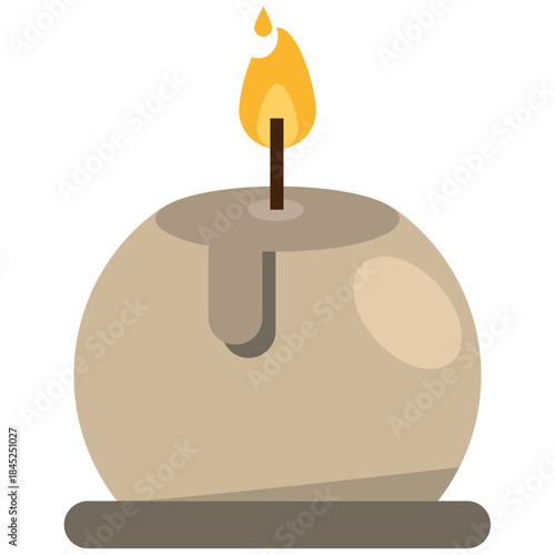 Clay Pot Candle With Flame