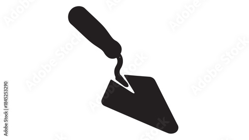 Black trowel tool isolated perfect for construction designs on transparent background silhouette