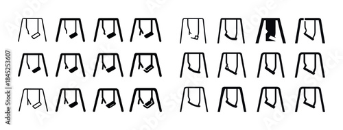 Black and white evolution of a swing seat in minimalistic silhou