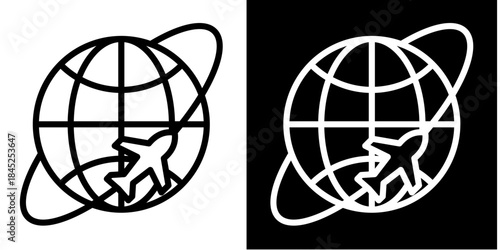 Business Travel Icon Set White Style Collection