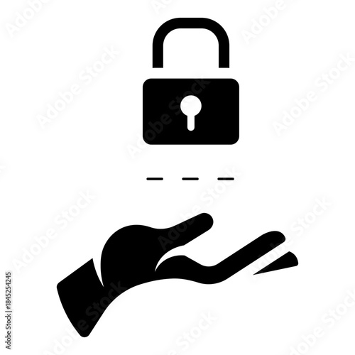 hand holding secured lock glyph icon