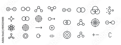Assorted atomic structures: molecules, chemical bonds, and atomi