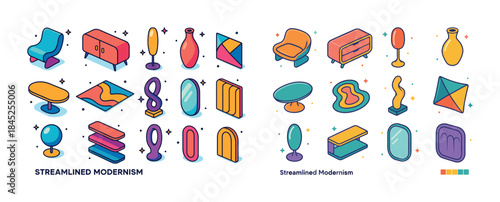 Streamlined modernism: colorful geometric furniture and decor co