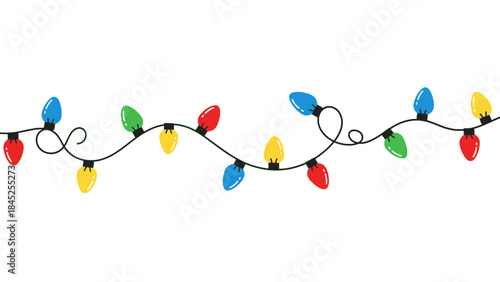 A string of colorful christmas lights vector illustration on a white background