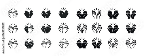 Set of diverse applause icons in various styles and hand positio