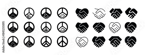 Peace and collaboration icons set: symbols of unity and harmony