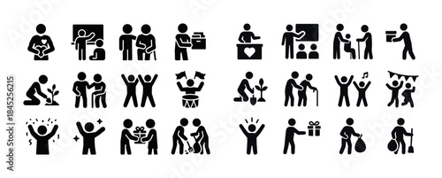 Icons of community help and social activities