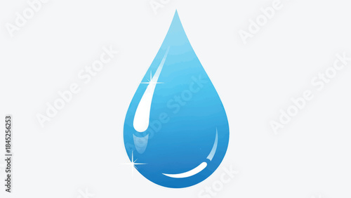 Shiny blue water drop icon representing purity and freshness for design.