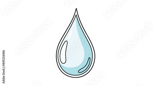 Gentle blue water drop illustration featuring a single reflective droplet.