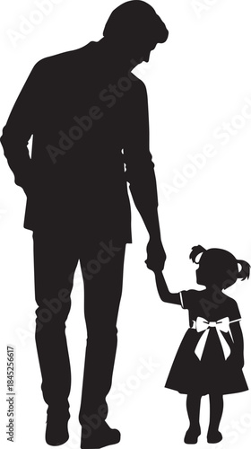 Father and Daughter Silhouette Illustration