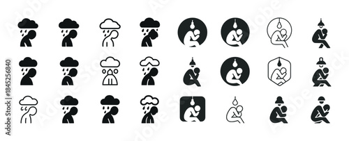 Rainy weather and stress icons