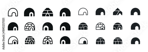 Minimalist igloo icons collection in various shapes and designs