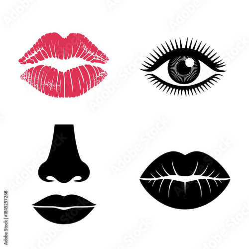 Human Face Features Icons Set