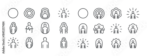 Set of minimalist human silhouette icons with design variations