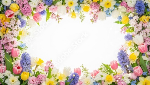 Floral spring Easter backdrop with light sparkles