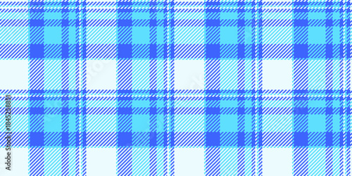 Scottish textile plaid seamless, english fabric tartan vector. Collection background check texture pattern in azure and cyan colors.