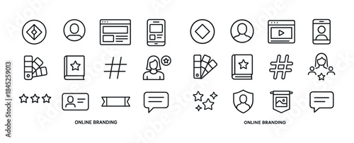 Icon set for online branding and social media interactions