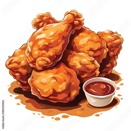 A cartoon drawing of a plate of fried chicken 