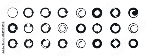 Set of circular arrow icons for refresh and load concepts