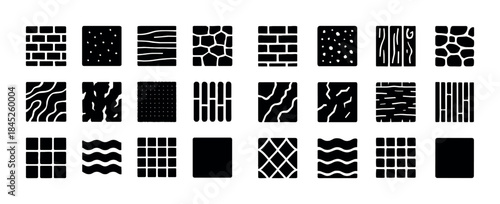 Set of 24 black and white abstract texture patterns