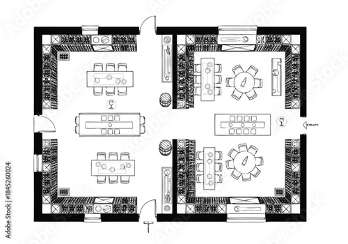 Architectural Floor Plan Layout Design for Modern Office Meeting Rooms layout architecture interior design icons exclusive