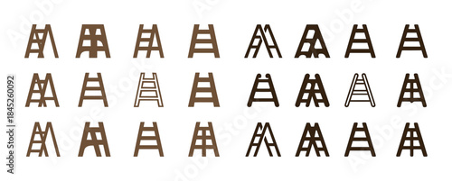 Various brown staircase designs in repetitive pattern