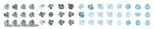 Water and wind element symbols in various styles and colors