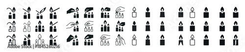 Candle icons with nature and graduation themes in varying styles