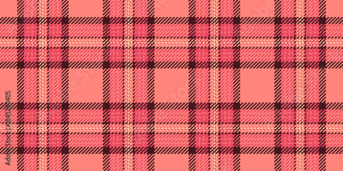 Net check pattern vector, form textile texture tartan. Club plaid fabric seamless background in red and dark colors.