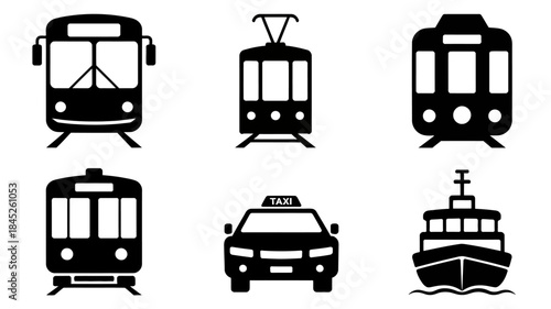 Public Transportation Icons Set