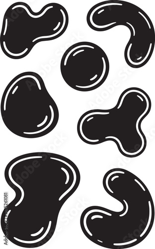 Black liquid blobs abstract pattern design