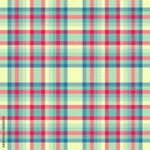Vibrant tartan plaid pattern in red, teal, and cream. A classic textile design ideal for backgrounds, apparel, and home decor projects. Versatile  eyecatching