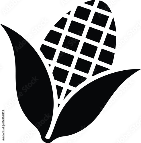 Black and White Minimalist Corn Cob Icon