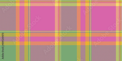 Us tartan background textile, crossed fabric vector check. Antique seamless texture plaid pattern in pink and green colors.