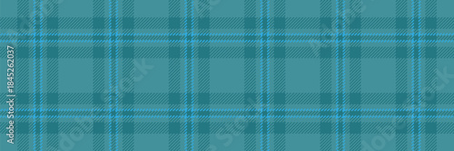 Craft textile fabric vector, romance background plaid texture. Wool tartan pattern seamless check in cyan color.