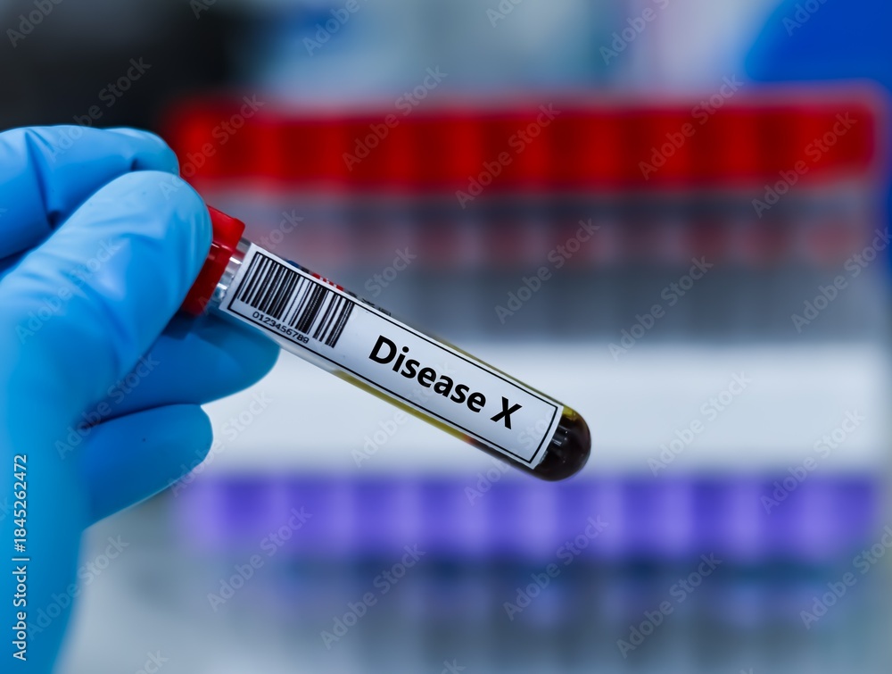 Fototapeta premium Blood sample tube for disease X test analysis.