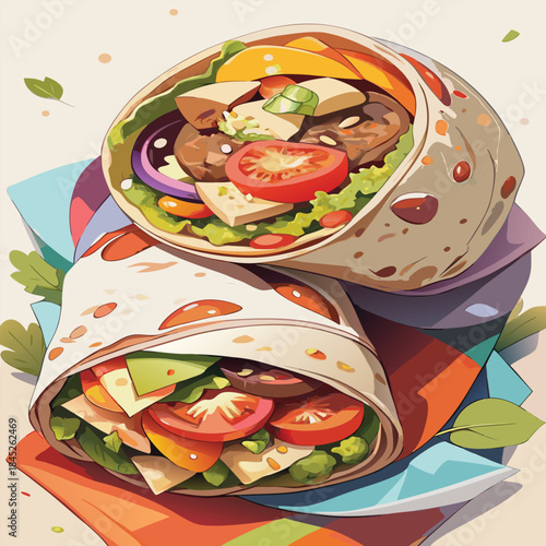  Illustration of Shawarma Wrap