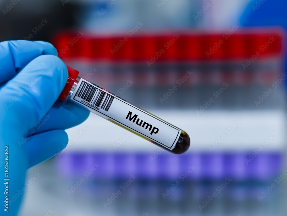 Naklejka premium Blood sample tube for mump test analysis.