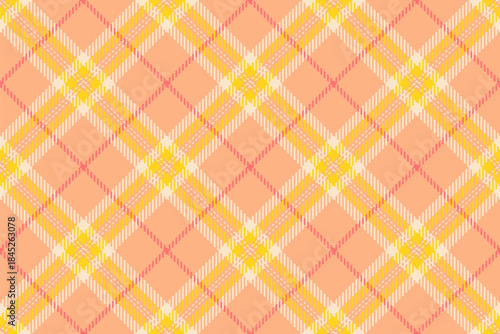 1940s vector pattern plaid, many check textile background. Chic texture tartan fabric seamless in orange and blanched almond colors.