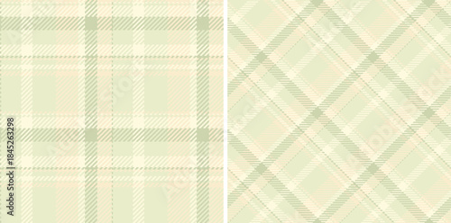 Texture check tartan of plaid background fabric with a textile vector pattern seamless. Set in pastel colors for stylish gingham patterns for clothing.