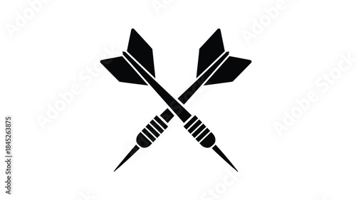 Two crossed darts in a striking black silhouette