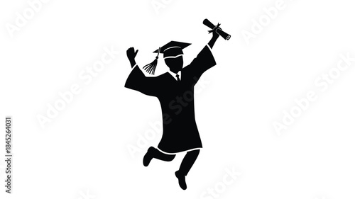 Joyful graduation moment captured in a striking black silhouette