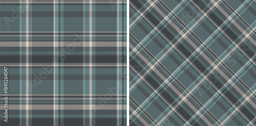 Texture textile tartan of seamless vector pattern with a fabric background check plaid. Set in vintage colors for trousers outfit ideas.