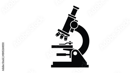 A striking black silhouette of a microscope scientific tool depiction silhouette