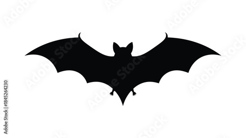 A striking black bat illustration with spread wings a detailed silhouette