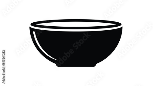 A simple black bowl illustration with clean lines a striking silhouette