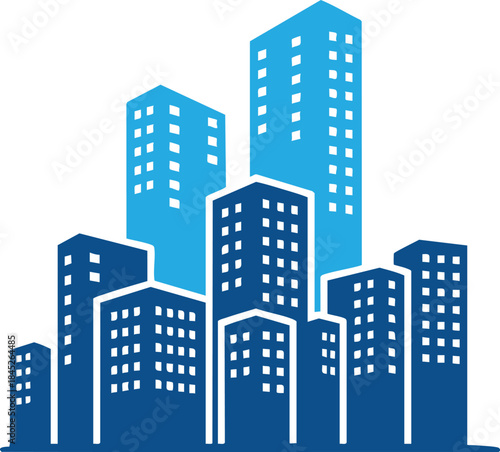 City business center corporate buildings icon