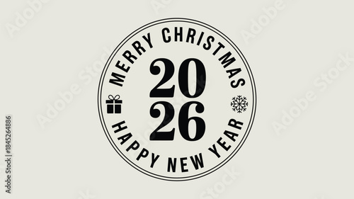 Merry Christmas and Happy New Year 2026 festive logo